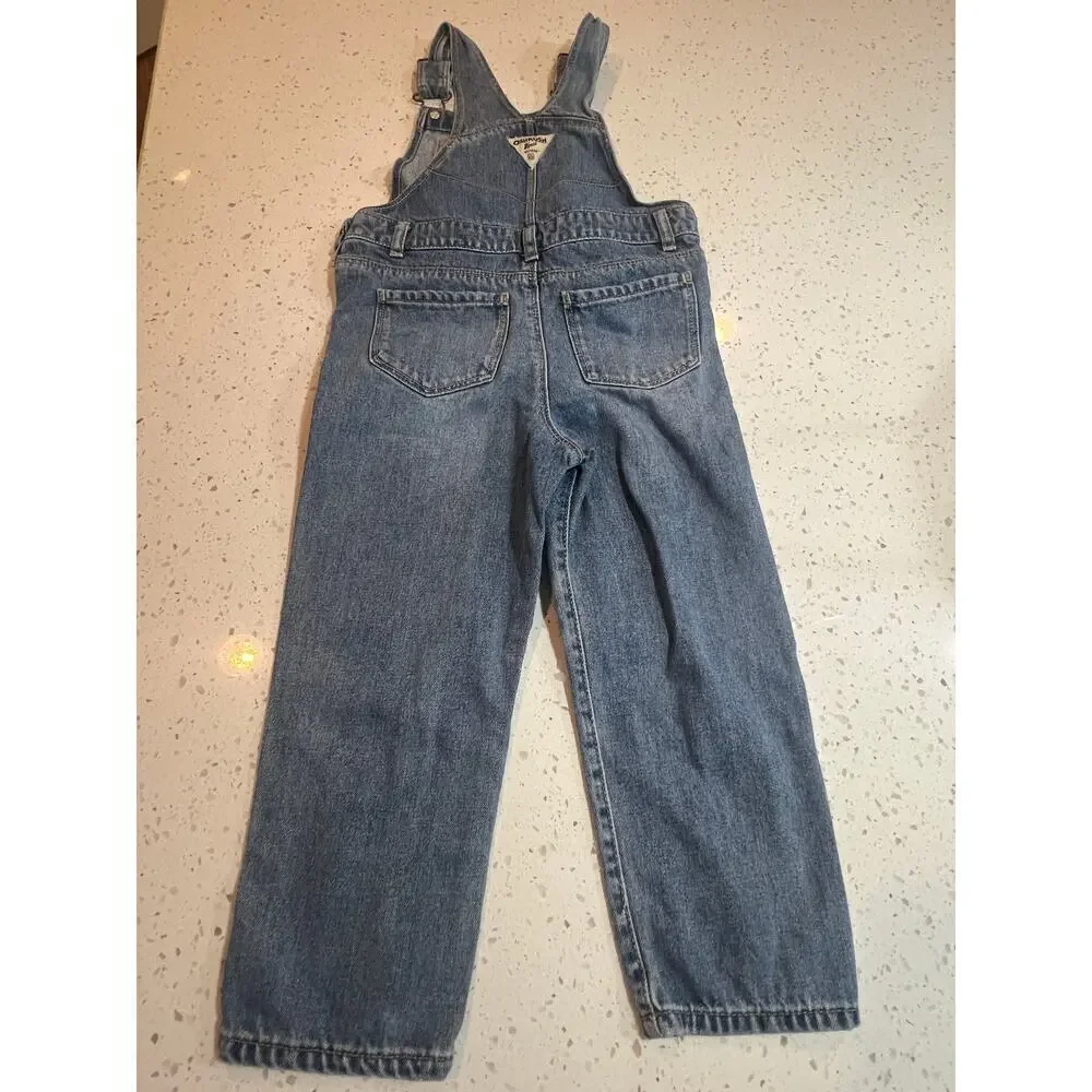 OSH KOSH B'GOSH DENIM OVERALLS BUTTERFLY DETAIL TODDLER GIRL SIZE 4T